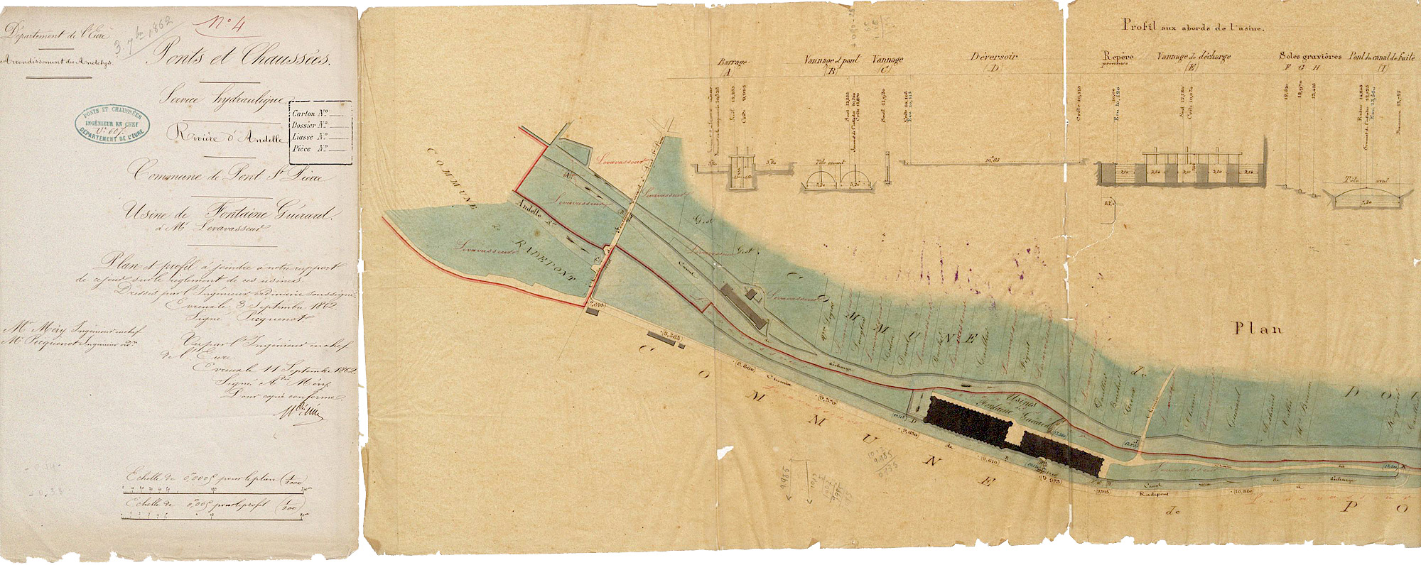 Plan de la grande et de la petite filature, 1862.