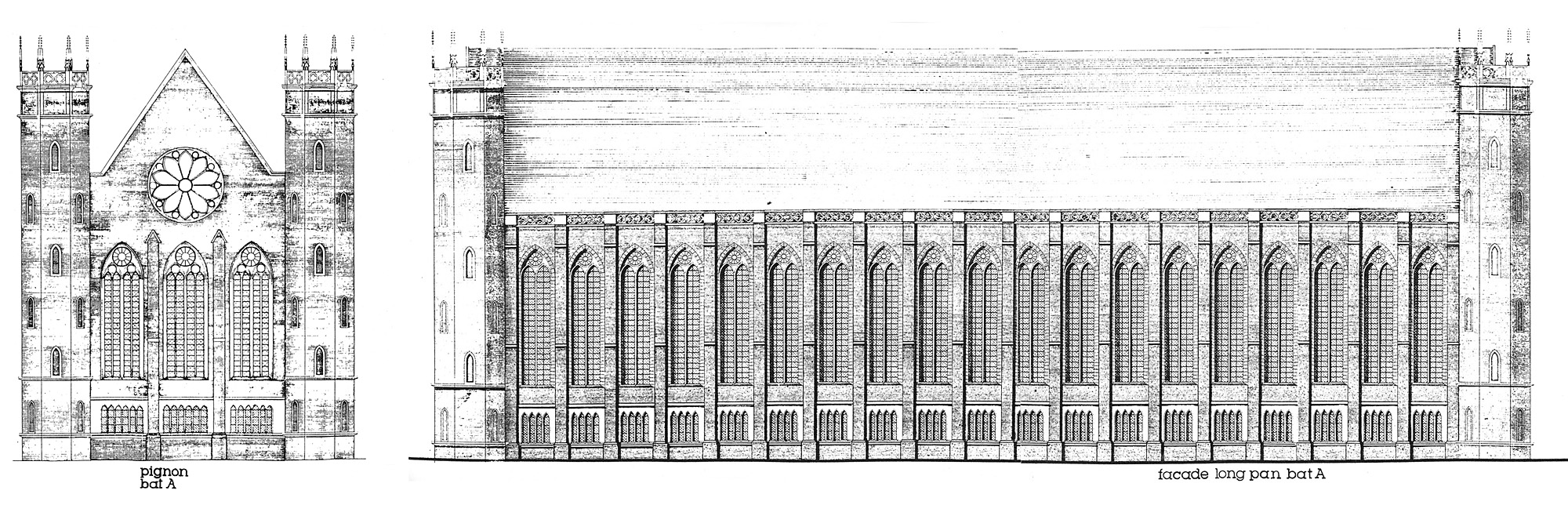 Plan d'architecte de la filature Levavasseur 1983, par J.-M Fabri.