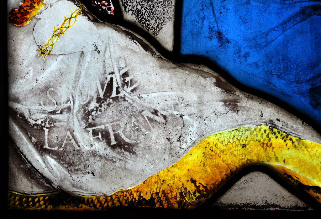 Détail du vitrail de Senneville-sur-Fécamp, Seine-Maritime, Duhamel-Marette,1894. 