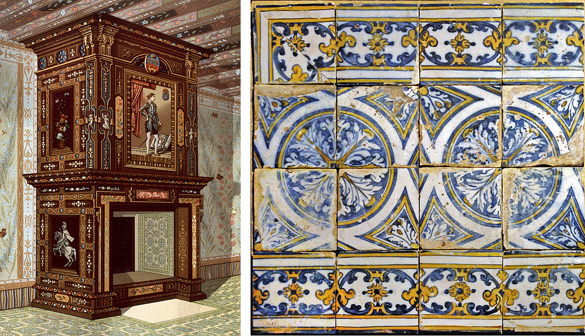 cheminée de la grande salle avec le portait de Charles IX