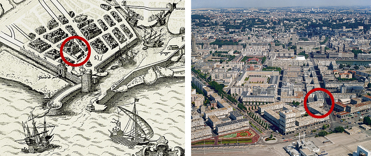 Plan du XVI e siècle et plan actuel