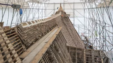 Photographie du manoir de Courboyer en chantier